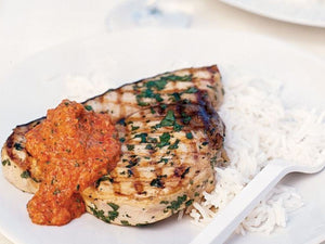 Swordfish With Capsicum And Macadamia Pesto | Lotus Grill Hong Kong